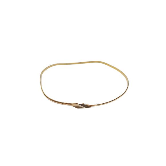 Vintage 1980s Gold Stretch Skinny Buckle Belt Small - Picture 3 of 6